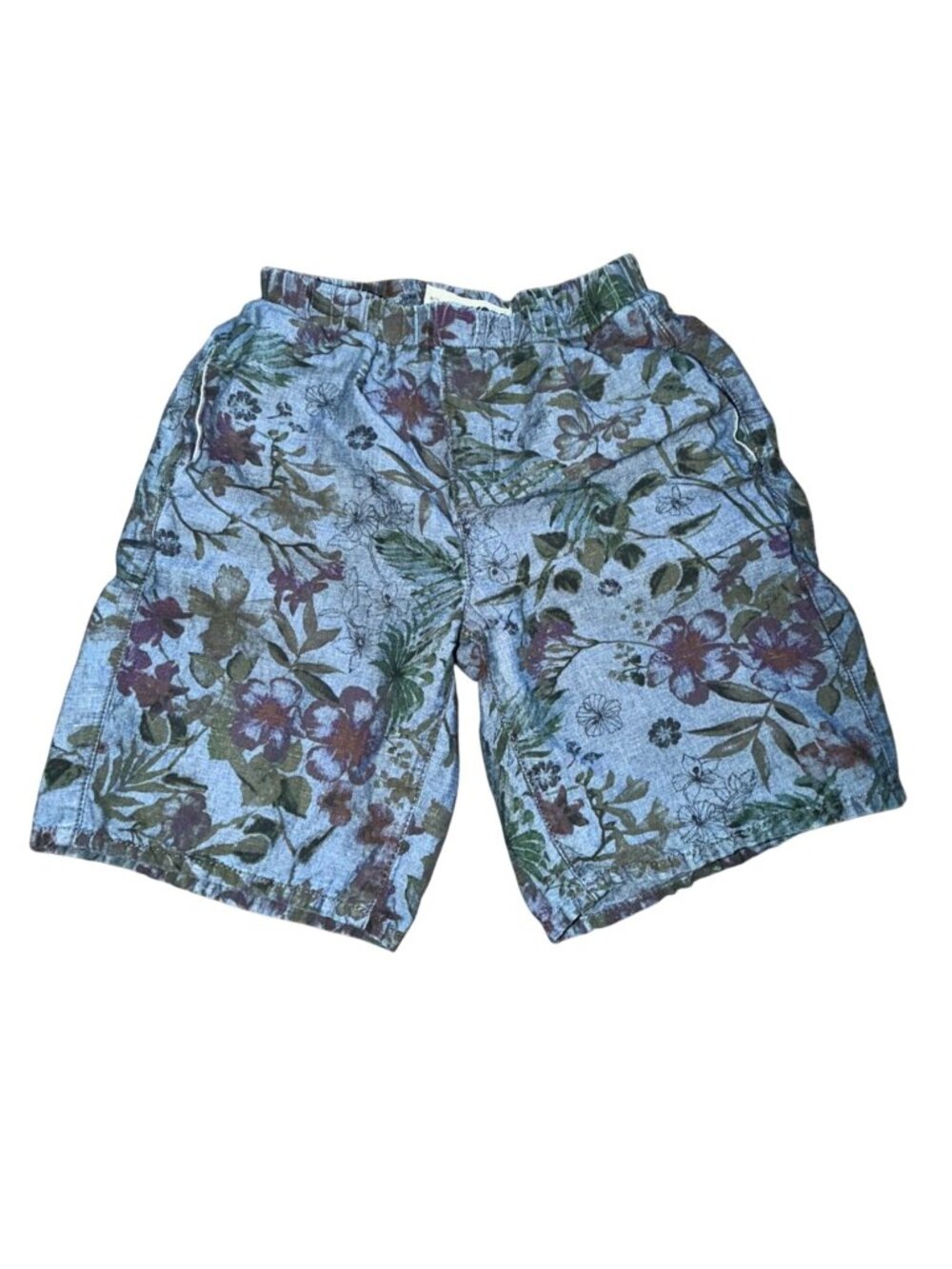Topshop MOTO Womens Floral Print Denim Chambray Shorts Size 25-GUC